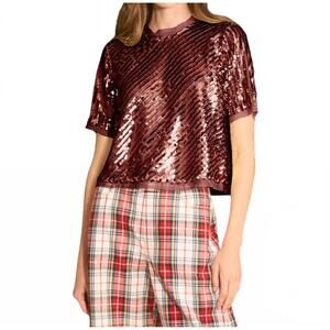 NEW HUNTER BELL pixie top in mulberry sequin